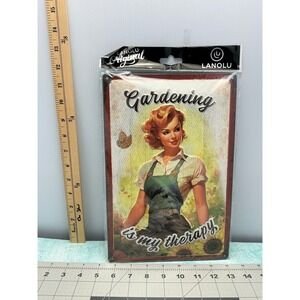 LANOLU Gardening Is My Therapy Retro Pin Up Tin Sign Metal Wall Art 20315 NEW